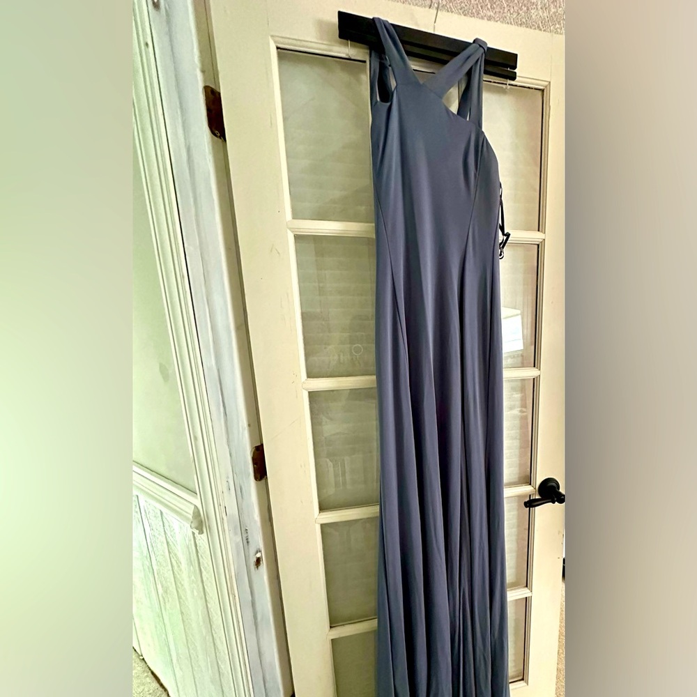 Formal, with train, size 10 Vera Wang, gray with hint of purple gown